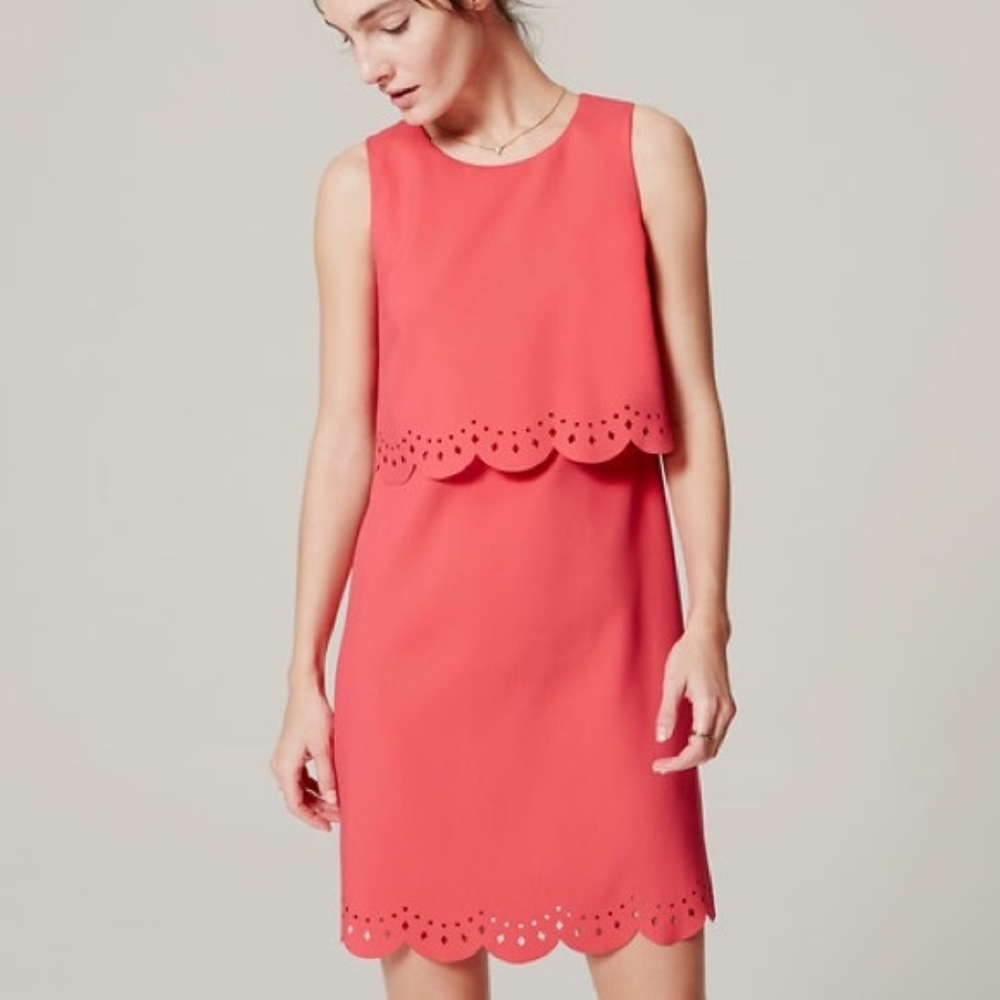 The Loft Laser Cut Floral Overlay Dress